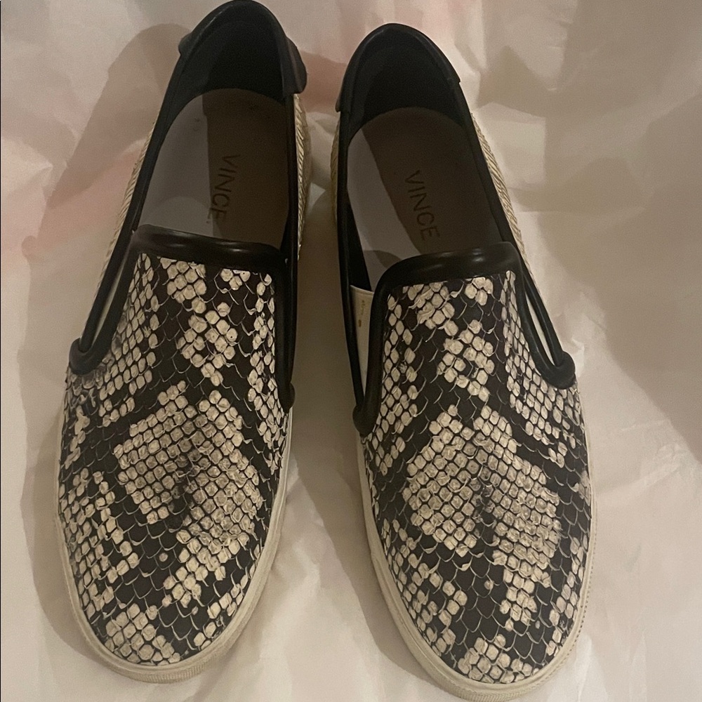 Vince Women's Monochrome Snake Print Slip-On Sneakers